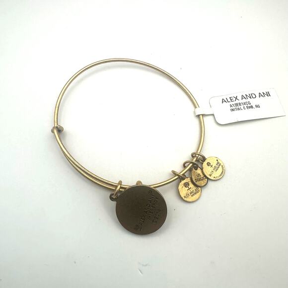 Alex + Ani Gold Initial C Bangle Bracelet NWT Costume Jewelry Casual - Picture 6 of 7